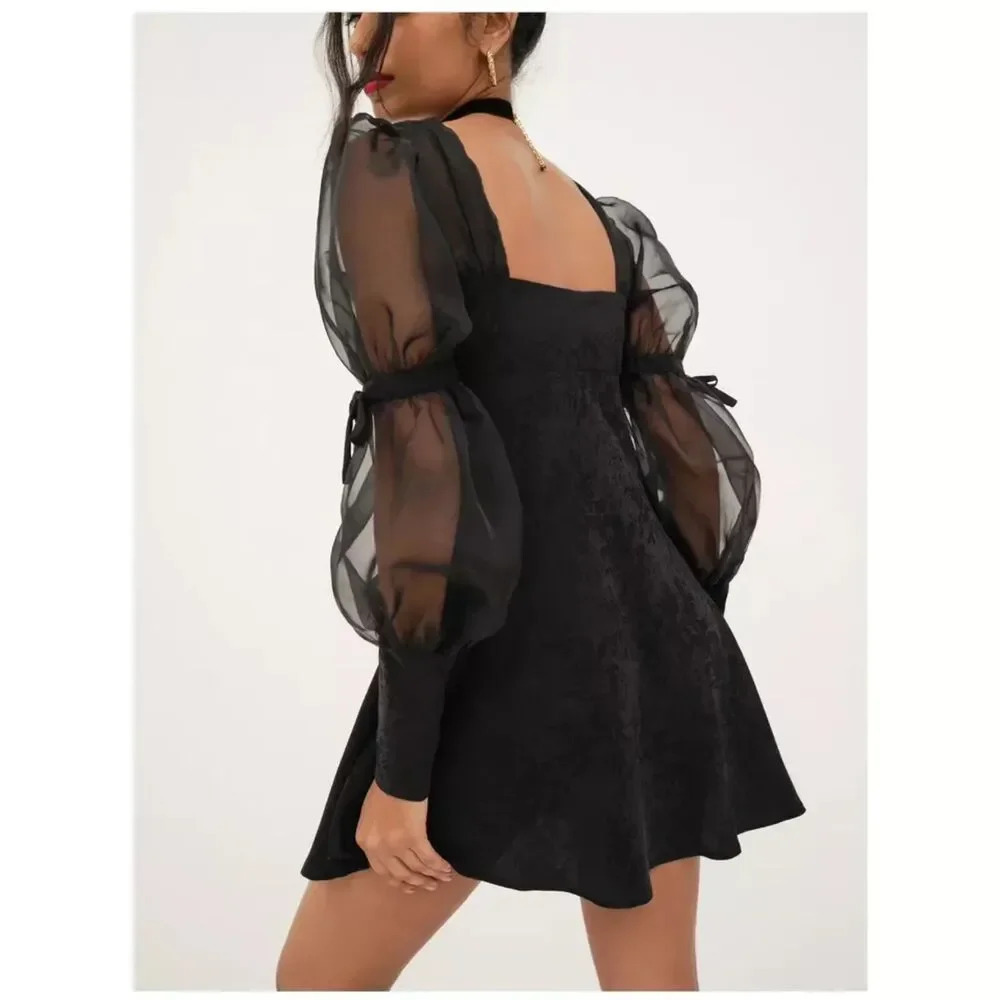 For Love & Lemons Gabrielle Puff Sleeve Mini Dress - Picture 4 of 15